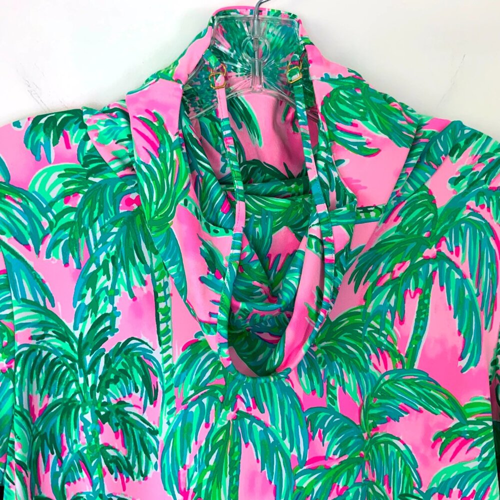 New Lilly Pulitzer Lilshield Palm Tree UPF 50+ Cowlneck Top Sz M - Picture 7 of 16